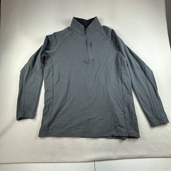Free Fly Pull Over Mens XL Green Bamboo Fleece 1/4 Zip Mock Neck Heavyweight - Picture 1 of 12